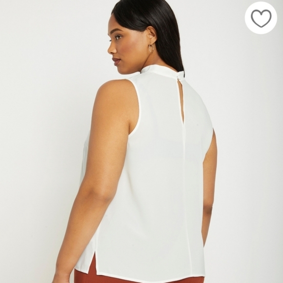 ELOQUII Mock Neck White Sleeveless Blouse Top Tank - Size 20 - Picture 2 of 3